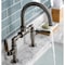 Kingston Brass Whitaker Industrial Style Bridge Bathroom Faucet W/Pop-Up Drain, Blk SS KS217KLVN - alternate 4